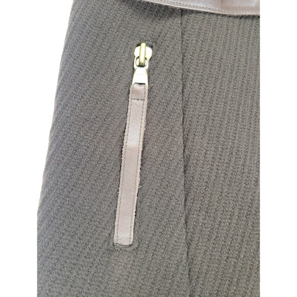 Mackage Asymmetrical Long Trench Coat Wool Coat P/S Chocolate Brown Leather - Picture 13 of 16